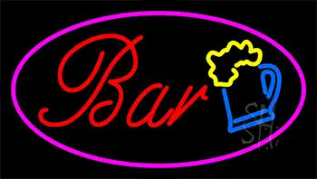 Purple Bar W Beer Mug Neon Sign