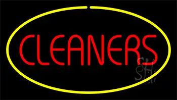 Red Cleaners Yellow Border Neon Sign