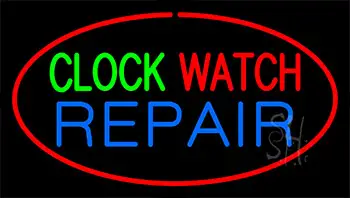 Clock Watch Repair Red Neon Sign