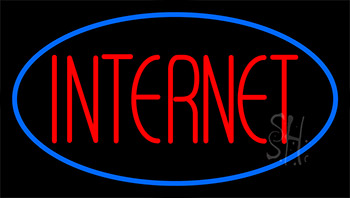 Red Internet Blue Border Neon Sign