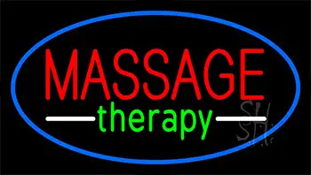 Massage Therapy Blue Border Neon Sign