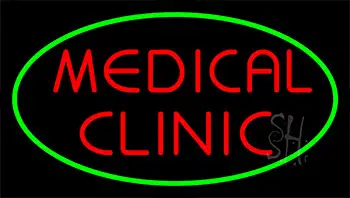 Red Medical Clinic Green Neon Sign