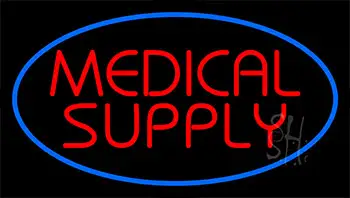 Red Medical Supply Blue Neon Sign