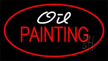 Oil Painting Red Neon Sign