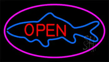 Fish Open Purple Neon Sign