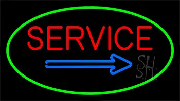 Red Service Green Neon Sign