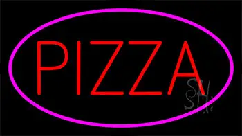 Red Pizza With Pink Border Neon Sign