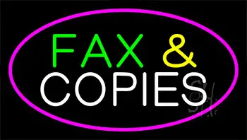 Fax And Copies Pink Border Neon Sign