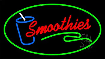 Red Smoothies With Green Border Neon Sign