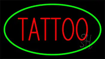 Red Tattoo Green Border Neon Sign