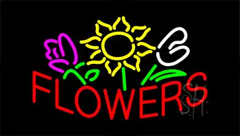 Red Flowers Logo Neon Sign