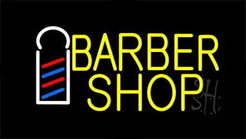 Yellow Barber Shop Logo Neon Sign