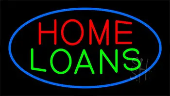 Home Loans Animated Blue Border Neon Sign