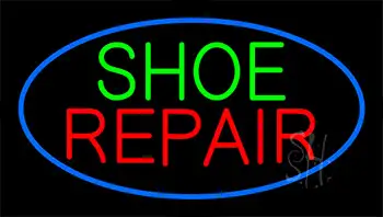 Shoe Repair Blue Flashing Neon Sign