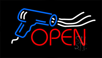 Hair Dryer Open Animated Neon Sign