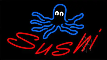 Sushi Animated With Jellyfish Logo Neon Sign