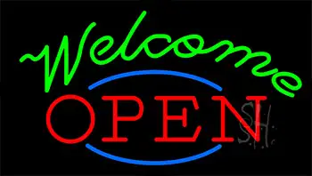 Open Welcome Animated Neon Sign