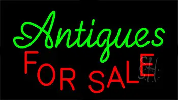 Antiques For Sale Flashing Neon Sign