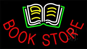Book Store With Book Logo Animated Neon Sign