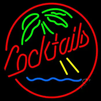 Cocktails And Palm Tree Neon Sign