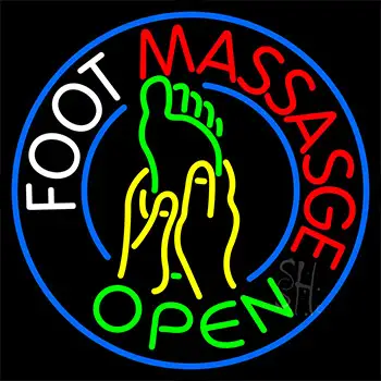 Foot Massage Open With Logo Neon Sign
