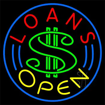 Red Loans Open Neon Sign