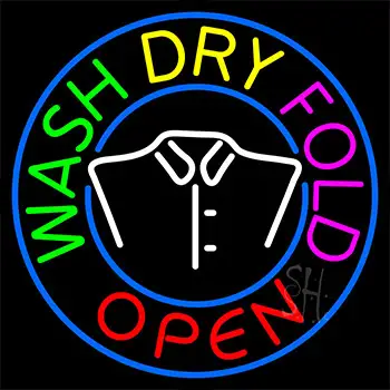Wash Dry Fold Open Logo Neon Sign