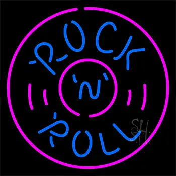 Rock And Roll Record Neon Sign