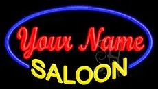Custom Yellow Saloon Blue Border Animated Neon Sign