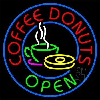 Red Coffee Donuts Open Neon Sign