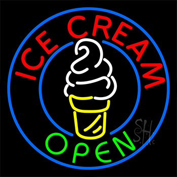 Ice Cream With Logo In Between Neon Sign