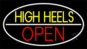 High Heels Open White Border Neon Sign