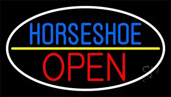 Horseshoe Open With Border Neon Sign