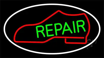 Red Boot Green Repair With Border Neon Sign
