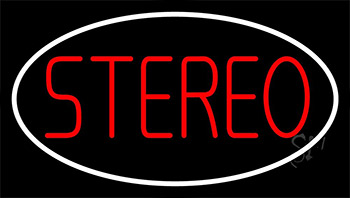 Red Stereo Block White Border 1 Neon Sign