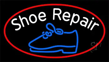 White Shoe Repair With Border Neon Sign