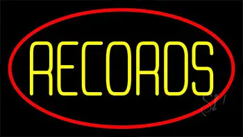 Yellow Records Red Border 2 Neon Sign
