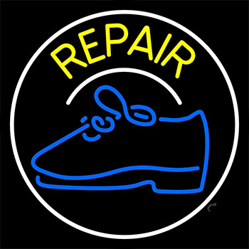 Yellow Repair Shoe With Border Neon Sign