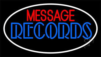 Custom Blue Double Stroke Records White Border Neon Sign