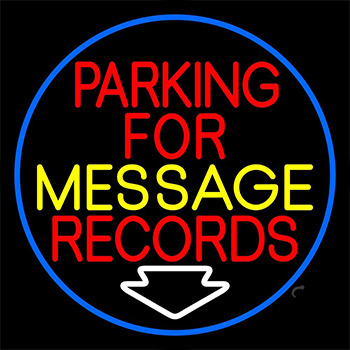 Custom Red Parking For Records White Border Neon Sign