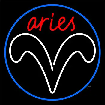 Red Aries White Aries Logo With Blue Circle Neon Sign