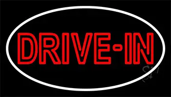 Red Drive In With White Border Neon Sign