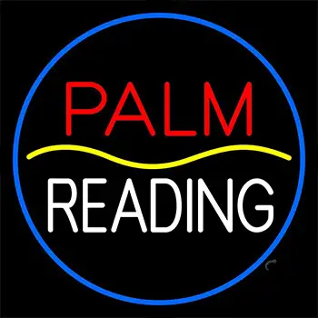 Red Palm Yellow Line White Reading Neon Sign