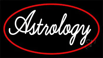 White Astrology Red Border With Neon Sign