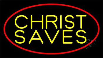 Yellow Christ Saves Neon Sign