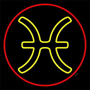 Yellow Pisces Red Border Neon Sign