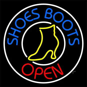 Blue Shoes Boots Open Neon Sign