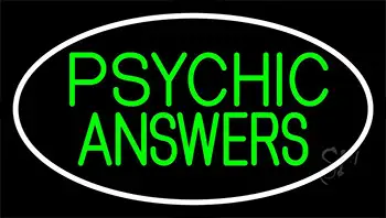 Green Psychic Answers White Border Neon Sign