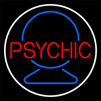 Red Psychic With Crystal White Border Neon Sign