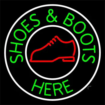 Shoes And Boots Here With White Border Neon Sign